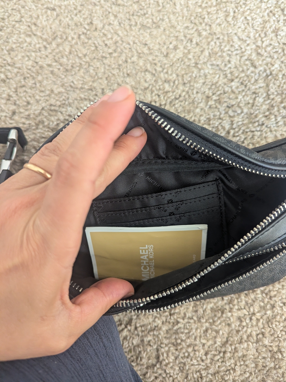 Michael Kors Black Signature MK Belt Bag Fanny Pack Double Zip Crossbody - Picture 2 of 5